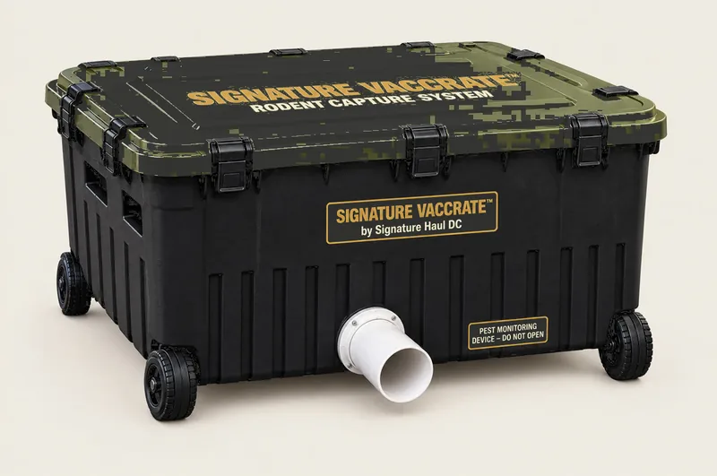 Signature VacCrate rodent capture crate with entry port and locking lid